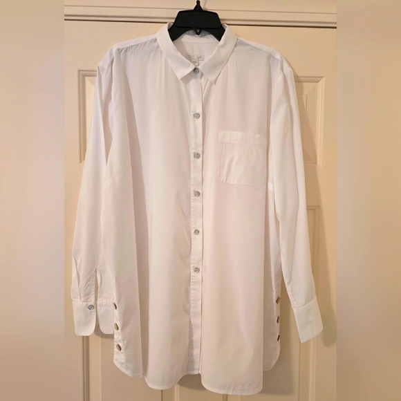 JJill White Button Down TUNIC Xlarge - Picture 1 of 7